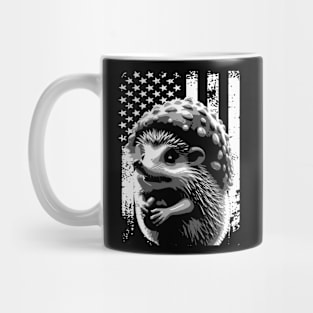 Spiky Sweetness Stylish American Flag the Cuteness of Hedgehogs Mug